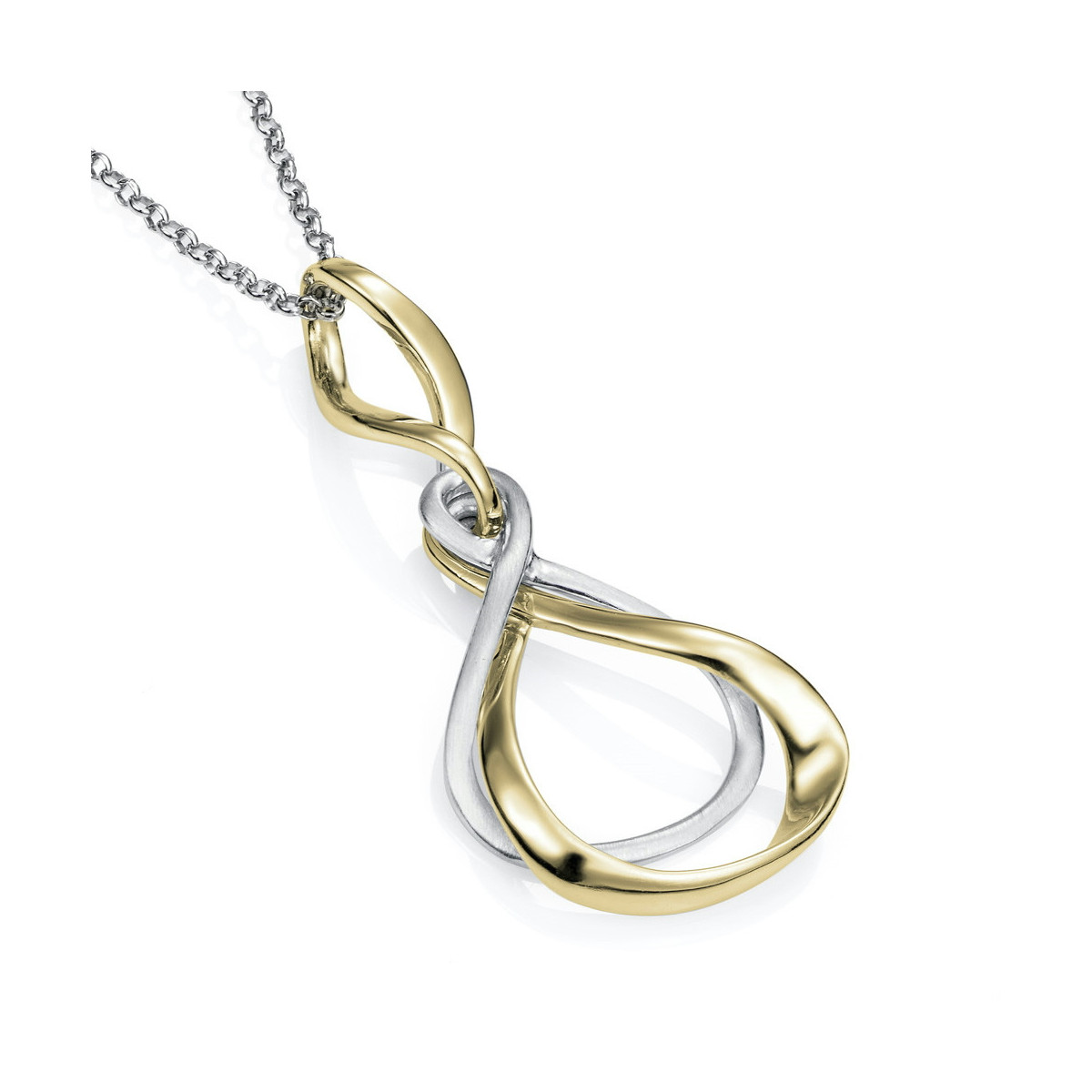 Colgante orgánico entrelazado midi de plata con baño de oro 18k