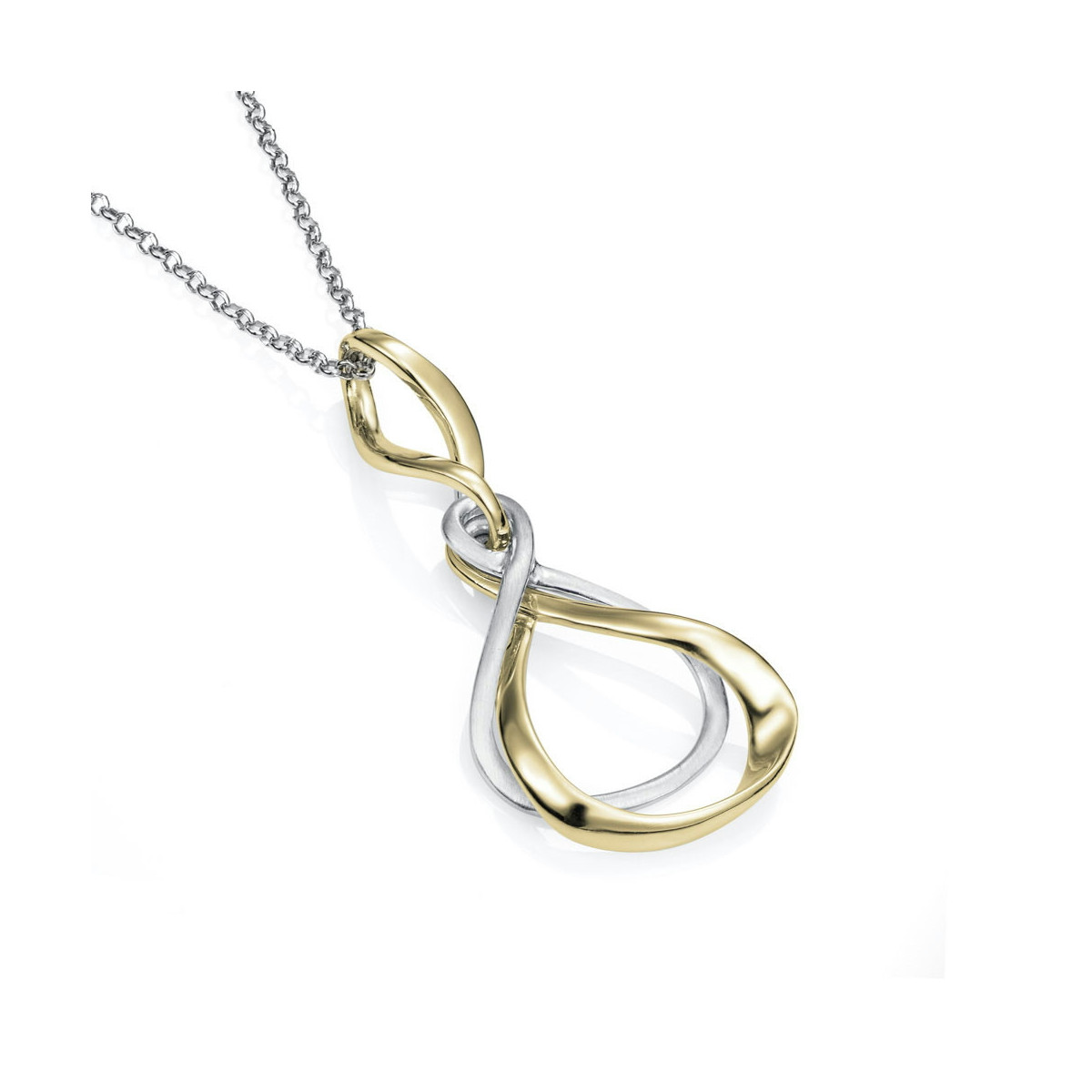 Intertwined organic pendant in sterling silver with 18k gold vermeil