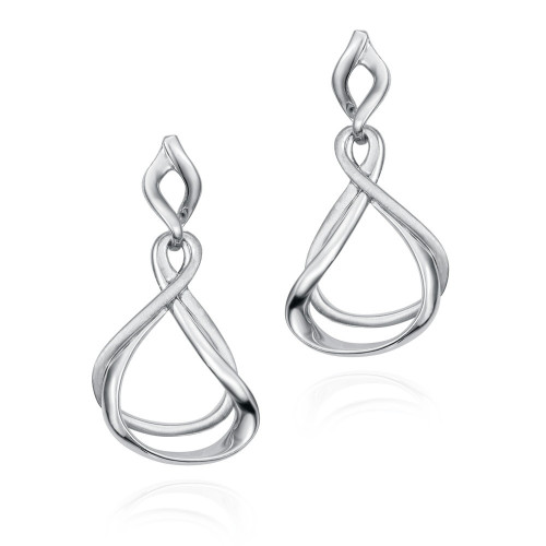 Double intertwined organic earrings in sterling silver 925
