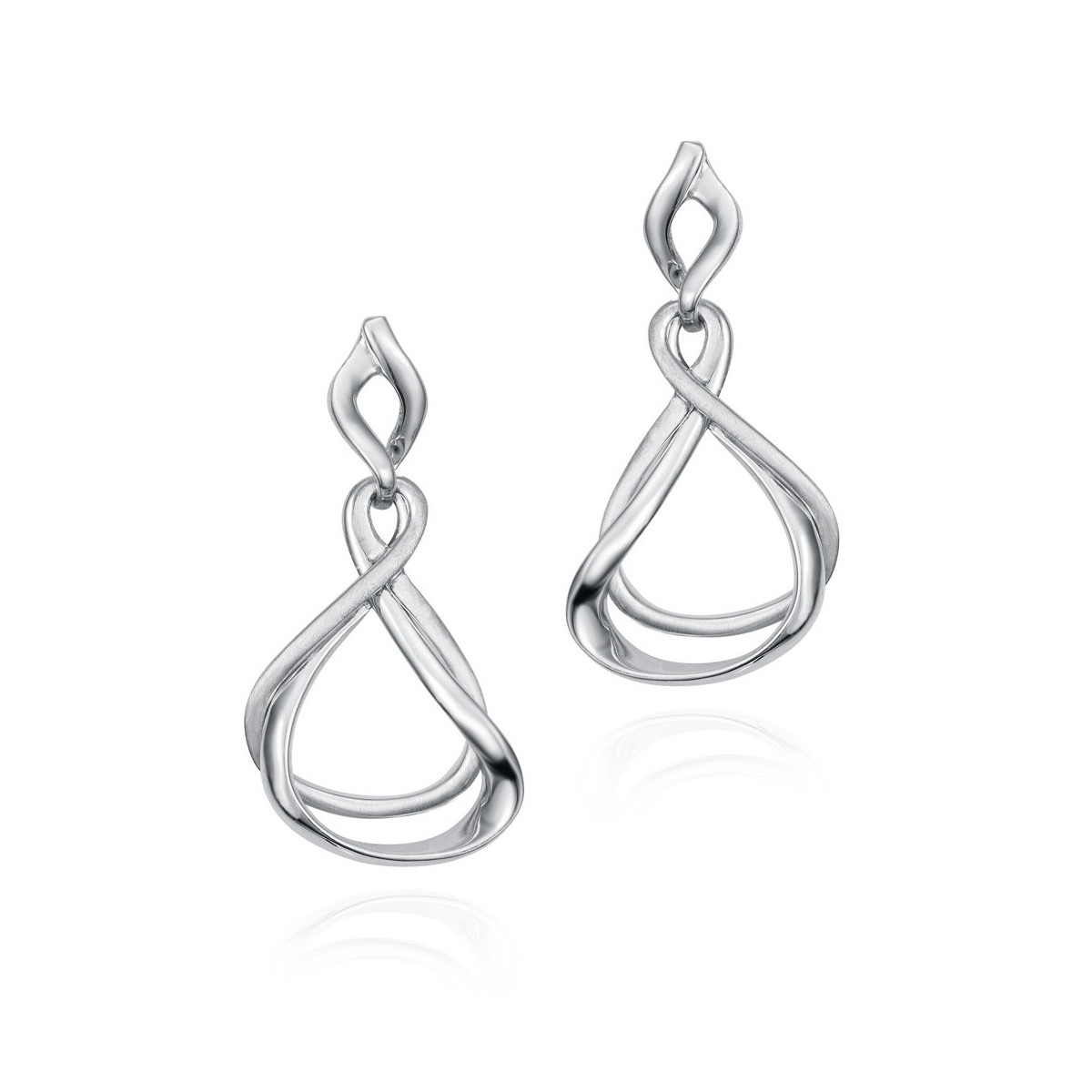 Pendientes dobles orgánicos entrelazados de plata de ley 925