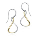 Pendientes de gancho orgánicos fluidos bicolor de plata con baño de oro 18k