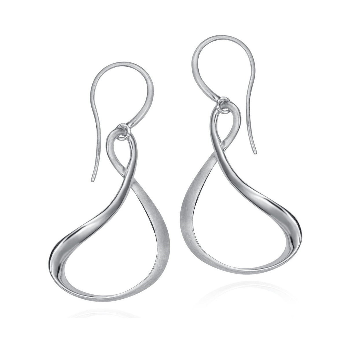 Midi fluid organic hook earrings in sterling silver 925