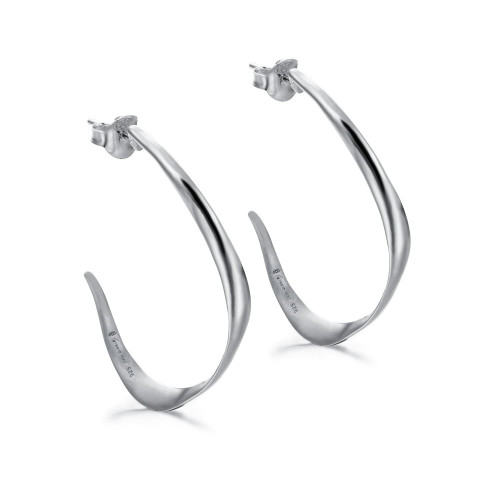 Organic hoop earrings in sterling silver 925