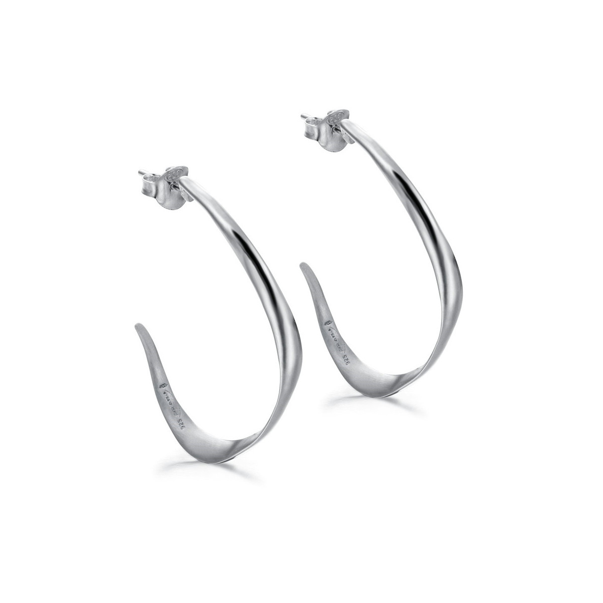 Pendientes aro orgánicos de plata de ley 925