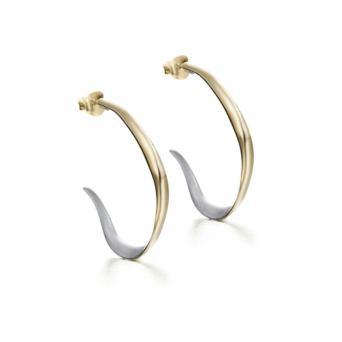 Organic hoop earrings in sterling silver with 18k gold vermeil