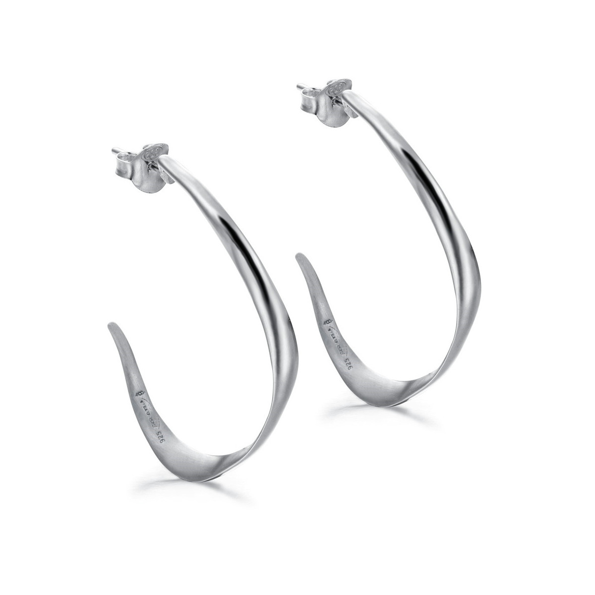 Midi organic hoop earrings in sterling silver 925