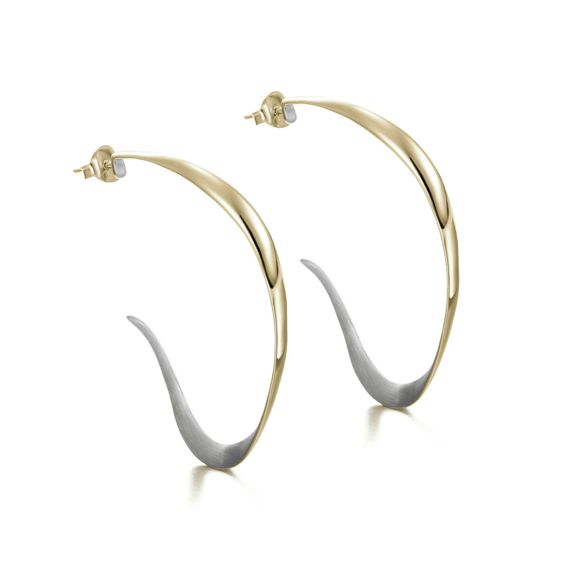 Pendientes aro orgánicos midi de plata con baño de oro 18k