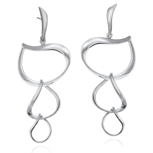 Pendientes midi orgánicos de plata de ley 925