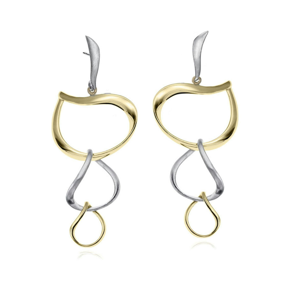 Midi bicolor organic earrings in sterling silver with 18k gold vermeil