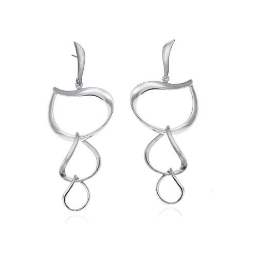 Long organic earrings in sterling silver 925