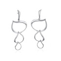 Long organic earrings in sterling silver 925
