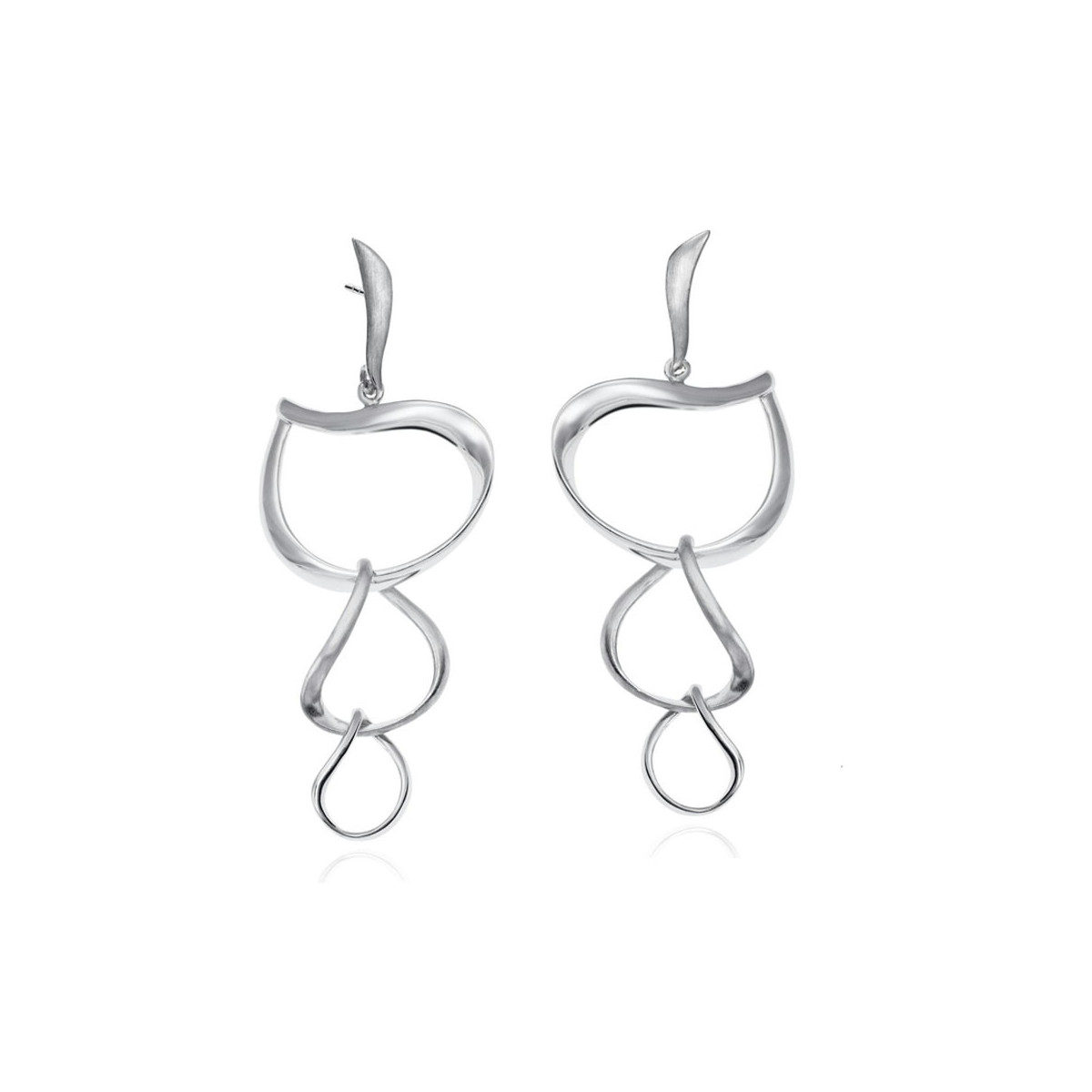 Long organic earrings in sterling silver 925