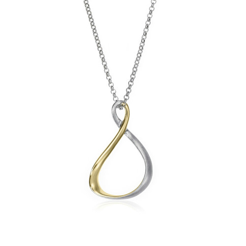 Bicolor organic curved pendant in sterling silver with 18k gold vermeil
