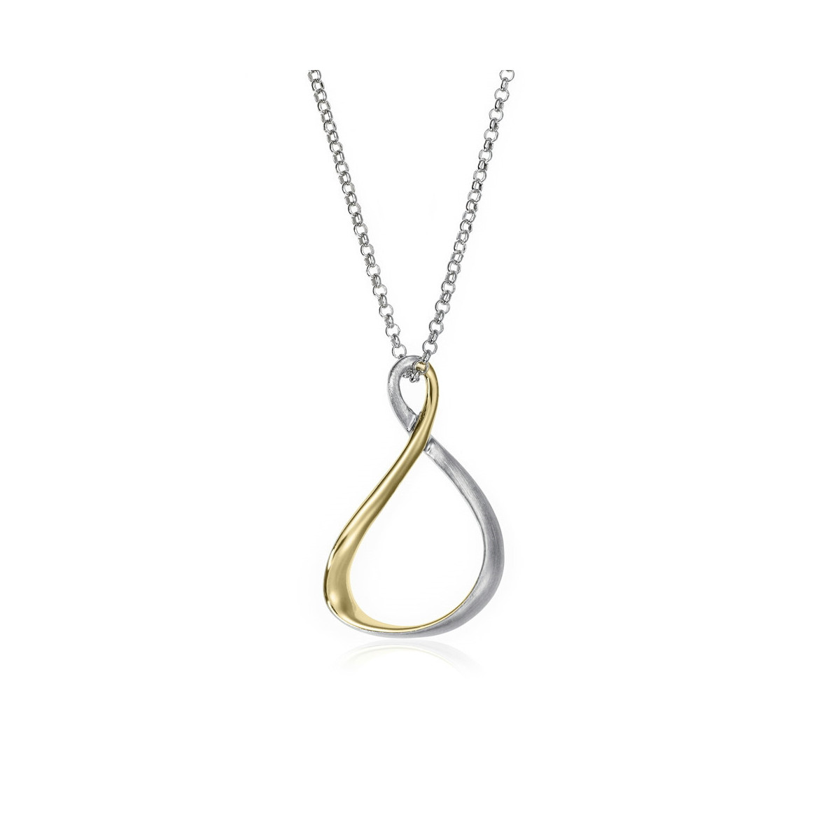 Colgante curvo orgánico bicolor de plata con baño de oro 18k