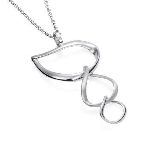 Midi fluid organic pendant in sterling silver 925