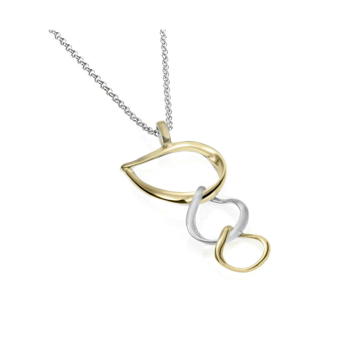 Colgante orgánico fluido de plata con baño de oro 18k