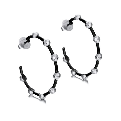 Pendientes de aro de plata con baño de rutenio negro