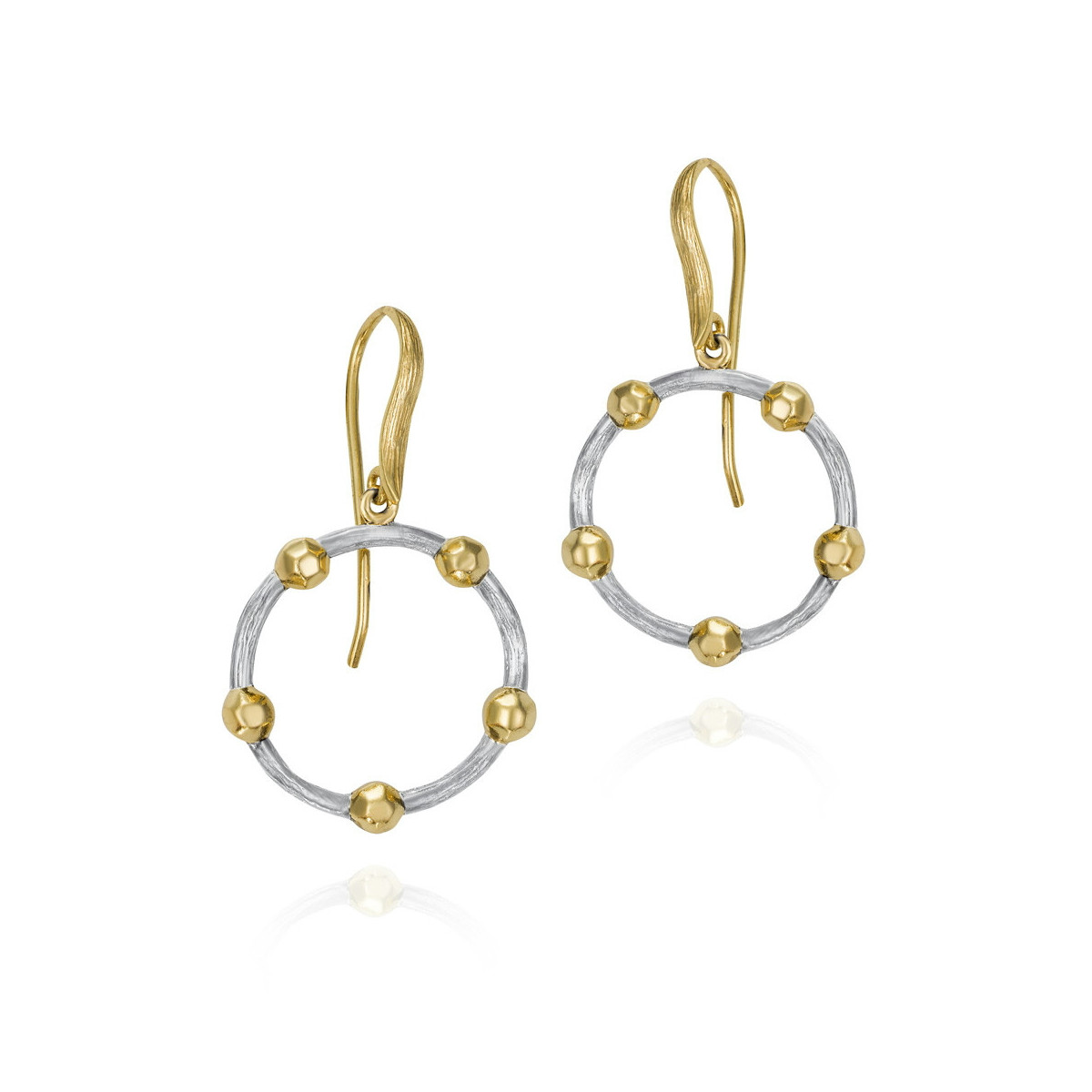 Pendientes de gancho de plata y baño de oro 18k