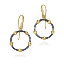 Pendientes de gancho de plata con baño de oro 18k y rutenio negro