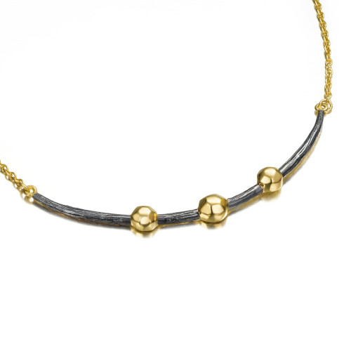 Collar CELESTIAL de Plata. Baño Oro 18k y Rutenio Negro