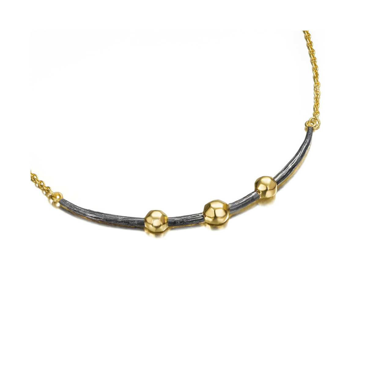 Collar de plata con baño de oro 18k y rutenio negro