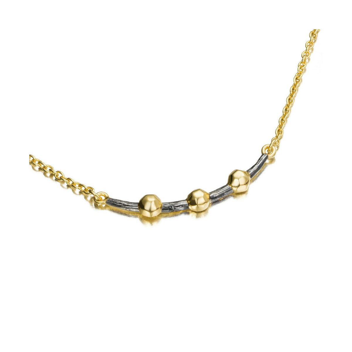 Collar de plata con baño de oro 18k y rutenio negro