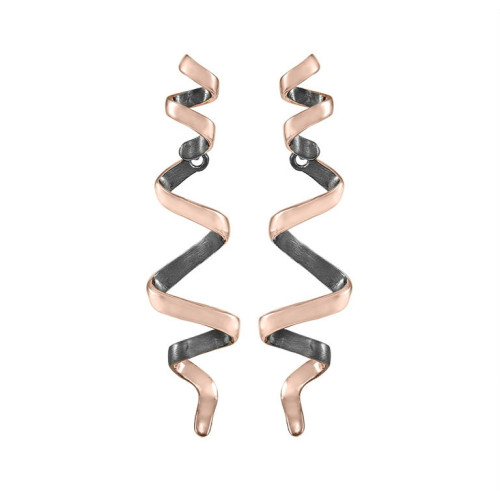 Pendientes CURLS de Plata. Baño de Oro 18k