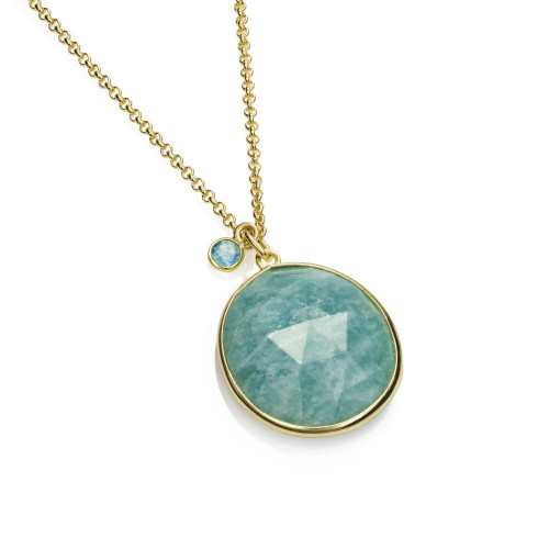 Colgante con Amazonita y detalle Apatita en baño de oro 18k