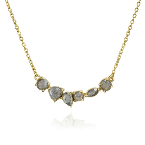 Collar con labradorita en plata de ley con baño de oro de 18k