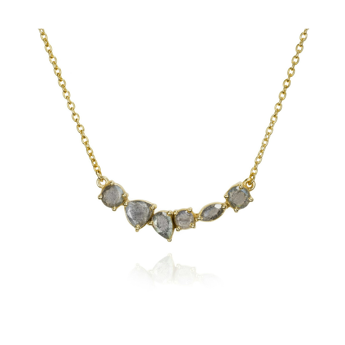 Collar con labradorita en plata de ley con baño de oro de 18k