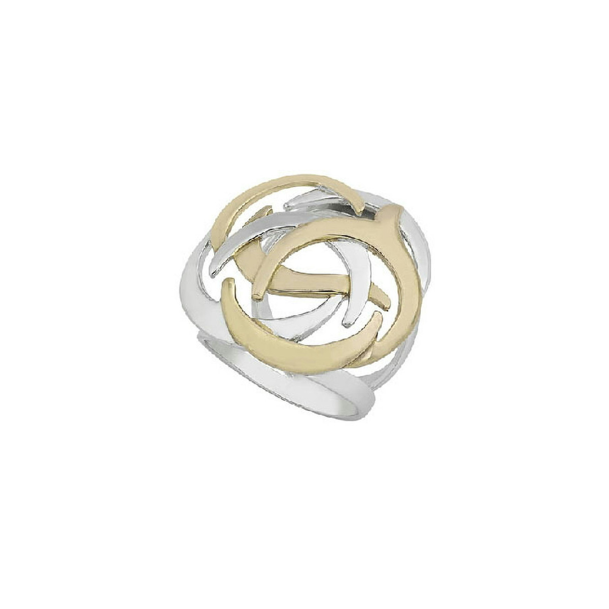 Anillo bicolor en plata de ley 925 con baño de oro 18k