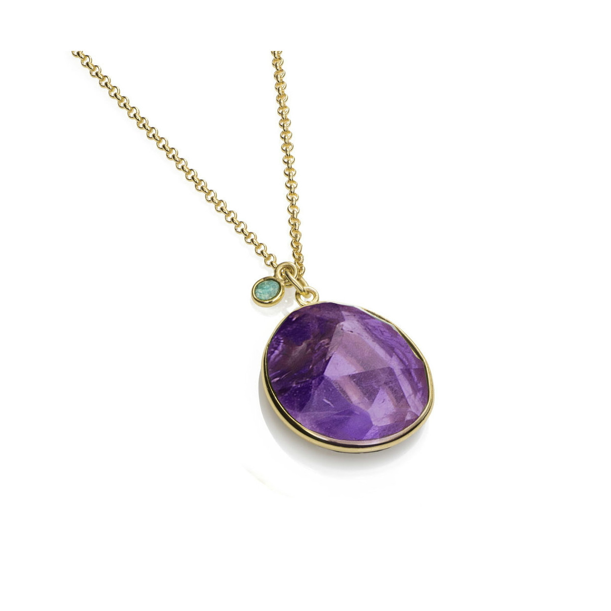 Pendant with faceted amethyst and apatite detail in sterling silver with 18k gold vermeil