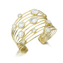 Brazalete de 10 hilos con espectrolita de plata con baño de oro 18k