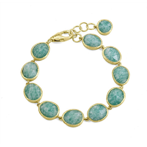 Pulsera de Amazonita en baño de oro 18k