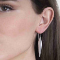 Hook Earrings with Leaf Motif in Sterling Silver