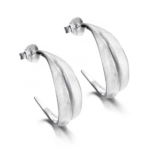 Hoop earrings with leaf in sterling silver 925