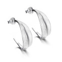Hoop earrings with leaf in sterling silver 925