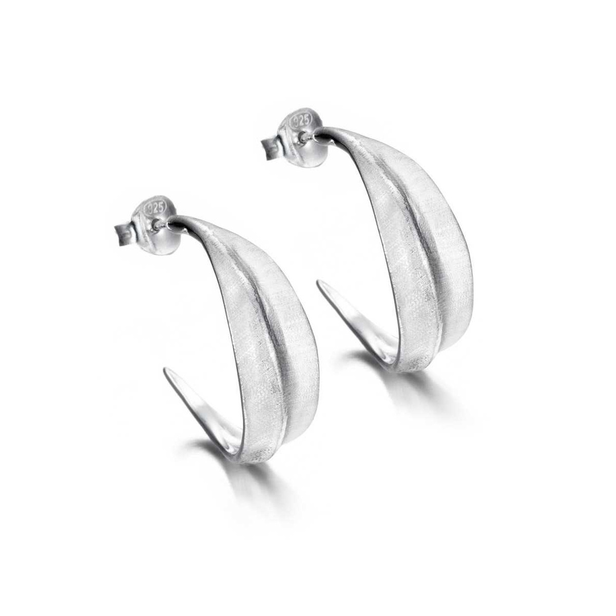 Pendientes de aro con hoja de plata de ley 925