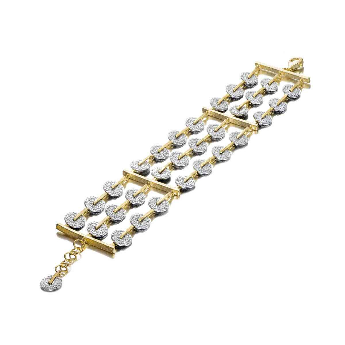 Bicolor cuff bracelet in sterling silver and 18k gold vermeil