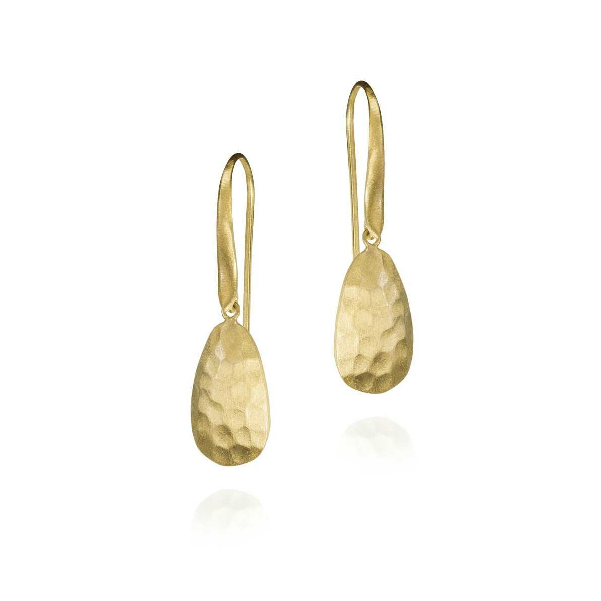 Hook earrings with elongated organic design in 18k gold vermeil sterling silver
