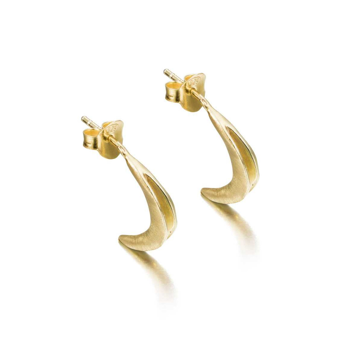 Pendientes orgánicos curvos de plata con baño de oro 18k