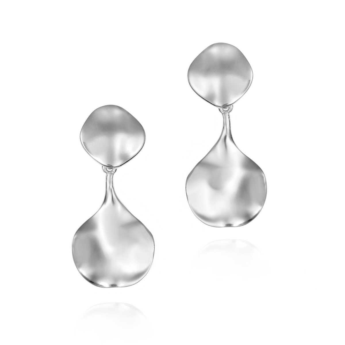 Long organic drop earrings in sterling silver 925