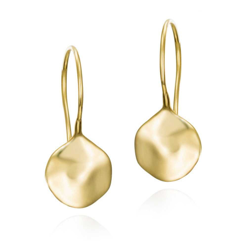 Pendientes de gancho de gotas orgánicas de plata con baño de oro 18k