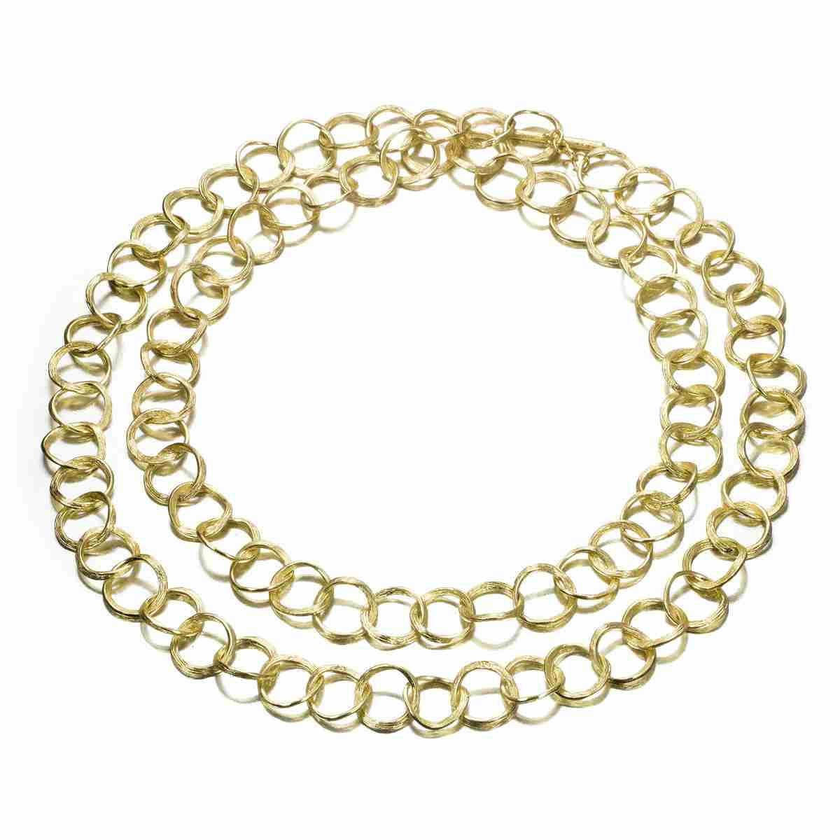 Collar largo de eslabones de plata con baño de oro 18k