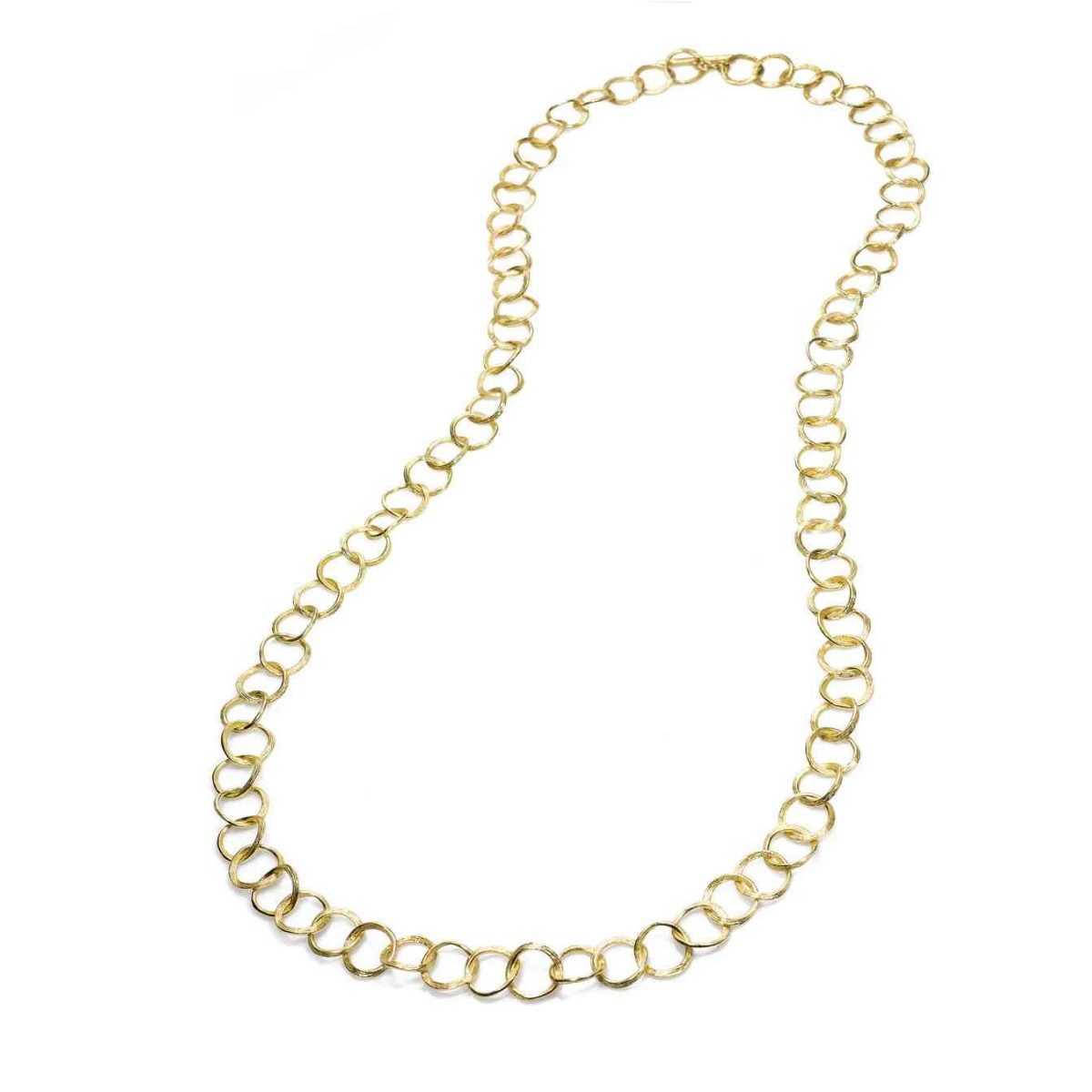 Collar largo de eslabones de plata con baño de oro 18k