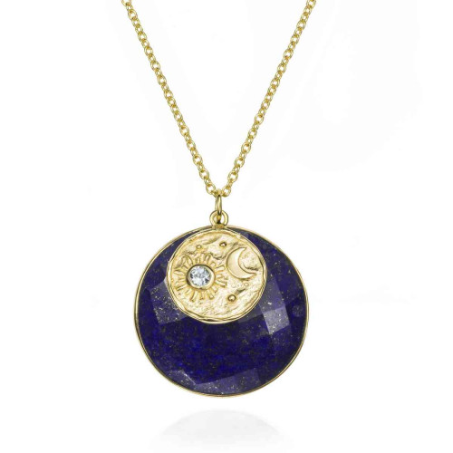 Necklace with lapis lazuli and blue topaz in 18k gold vermeil sterling silver