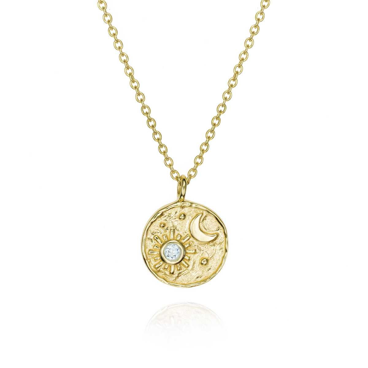 Collar con topacio azul de plata con baño de oro 18k