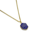 Colgante hexagonal con lapislázuli de plata con baño de oro 18k