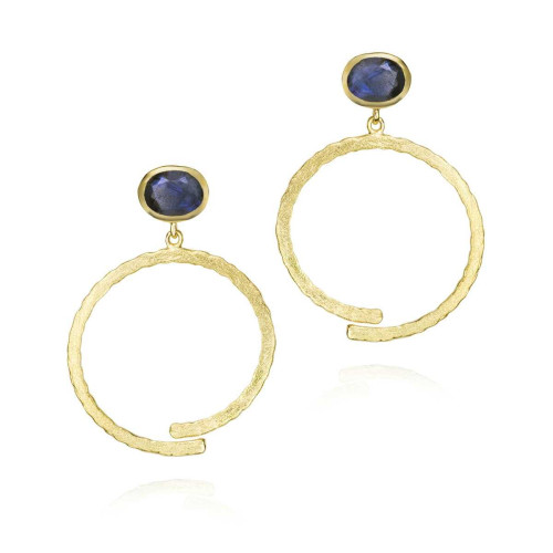 Labradorite sterling silver earrings with 18k gold vermeil