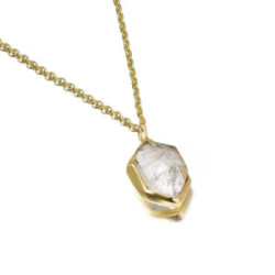 Colgante HERKIMER de Plata. Baño de Oro 18k